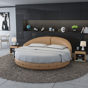 Round bed prices set leather sofa tufted king size for adults rotating frame,european double king size round bed