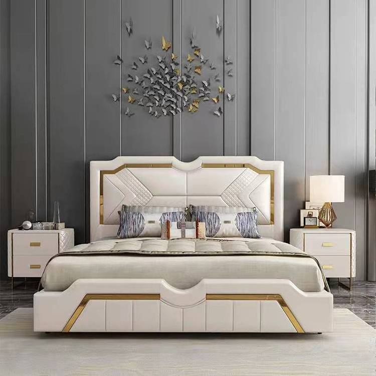 New Royal King Size Luxury Bed by Morden Butful Design with Adjustable Tatami round Low Profile Wood Platform Frame Queen Size