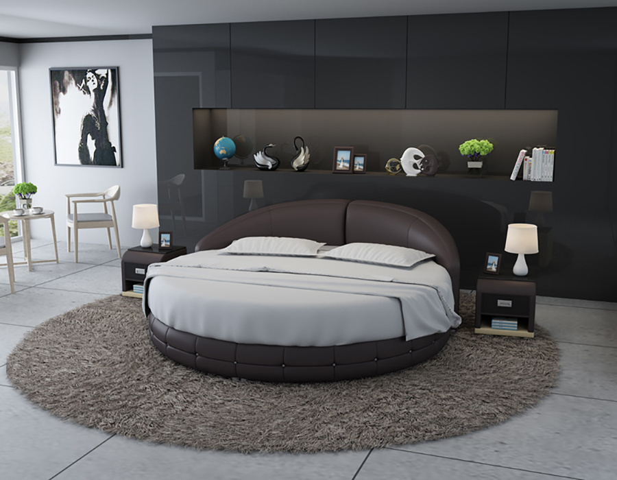 Round bed prices set leather sofa tufted king size for adults rotating frame,european double king size round bed