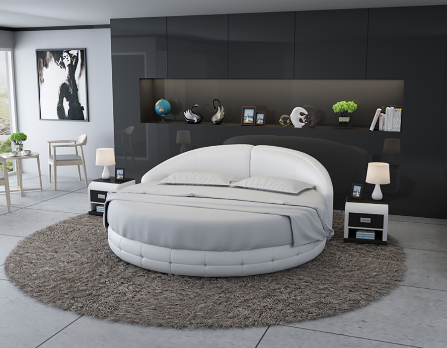 Round bed prices set leather sofa tufted king size for adults rotating frame,european double king size round bed