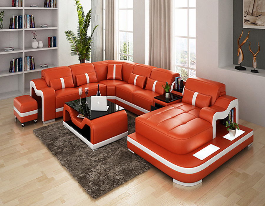 Modern sofa set bed furniture genuine leather luxury set furniture luxury modular modular nordic design mid century modern sofa