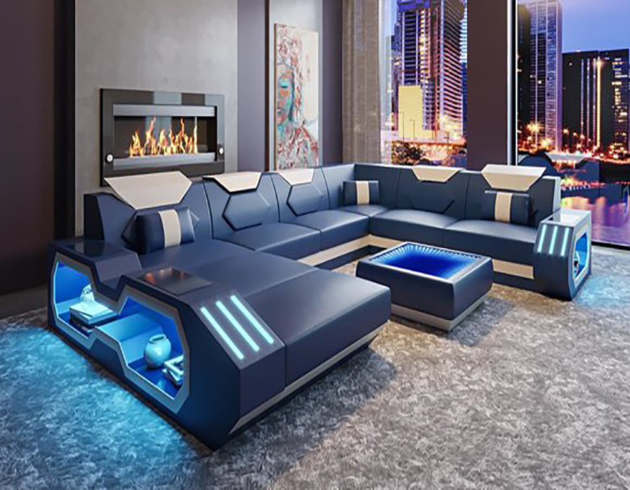 European blue pink tan pu leather sofa with modular sofa sectional small american luxe sectional modern fabric modular sofa