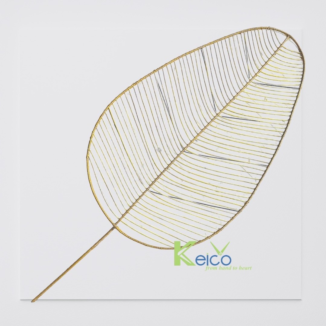 Keico 2024 winter wall hanging decoration handmade natural rattan fan shape with metal frame suitable for wall decor