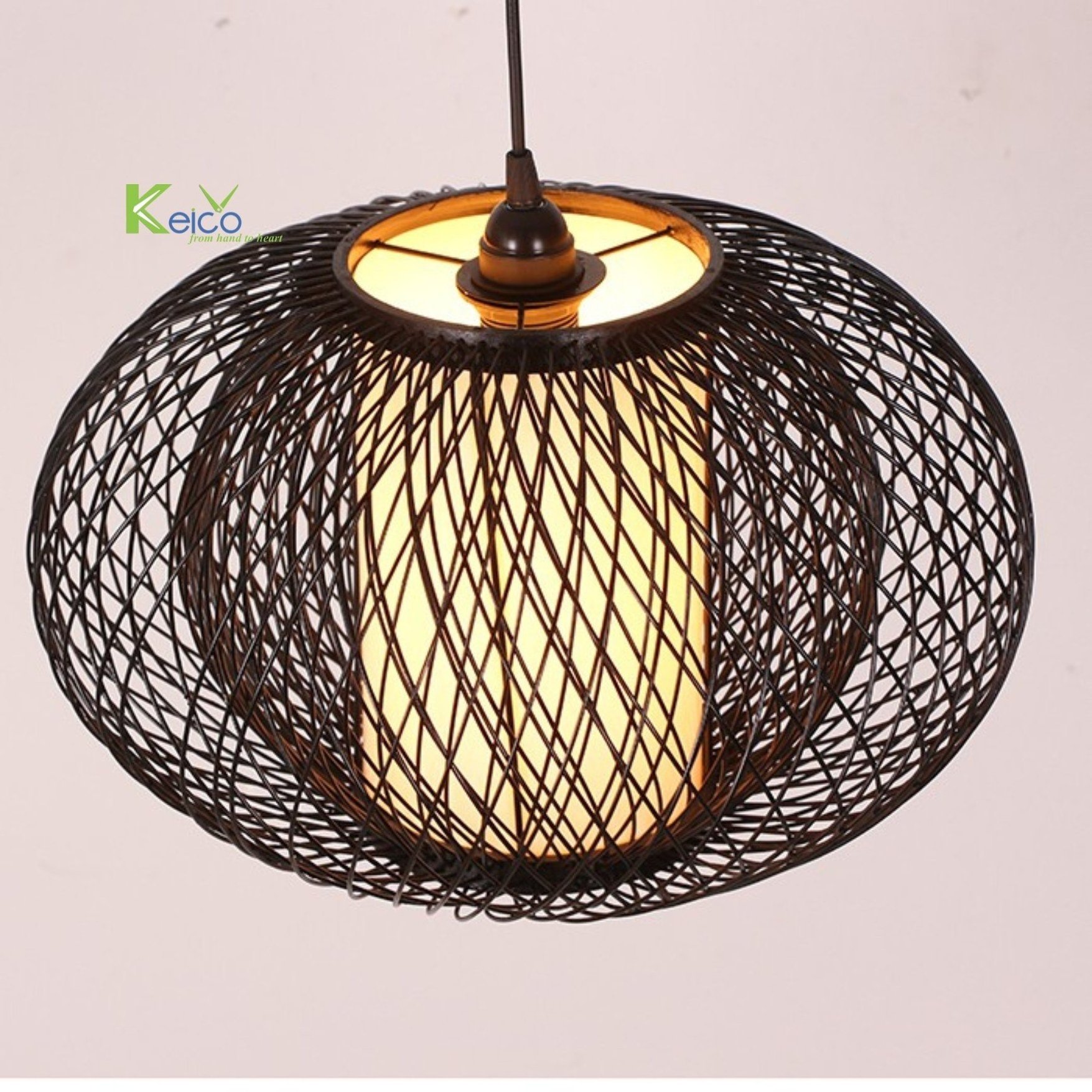 Modern Farmhouse Pasadena Rattan Pendant Light Boho Woven Rattan Lamp Shade Mid Century Modern Wicker Light made in Vietnam