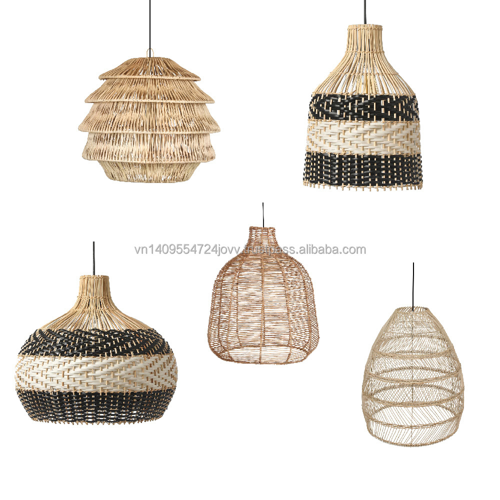 Rattan Pendant Light for Home decor Wicker Chandelier Handmade Woven Hanging Ceiling Light Lampshade for Living Room Bedroom