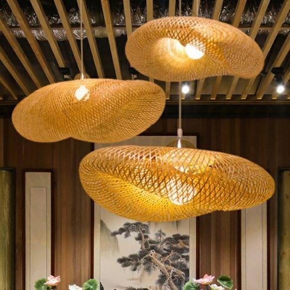 Vietnam eco friendly rattan lampshade handmade rattan lighting restaurant hotel lamp nordic modern kitchen island pendant light