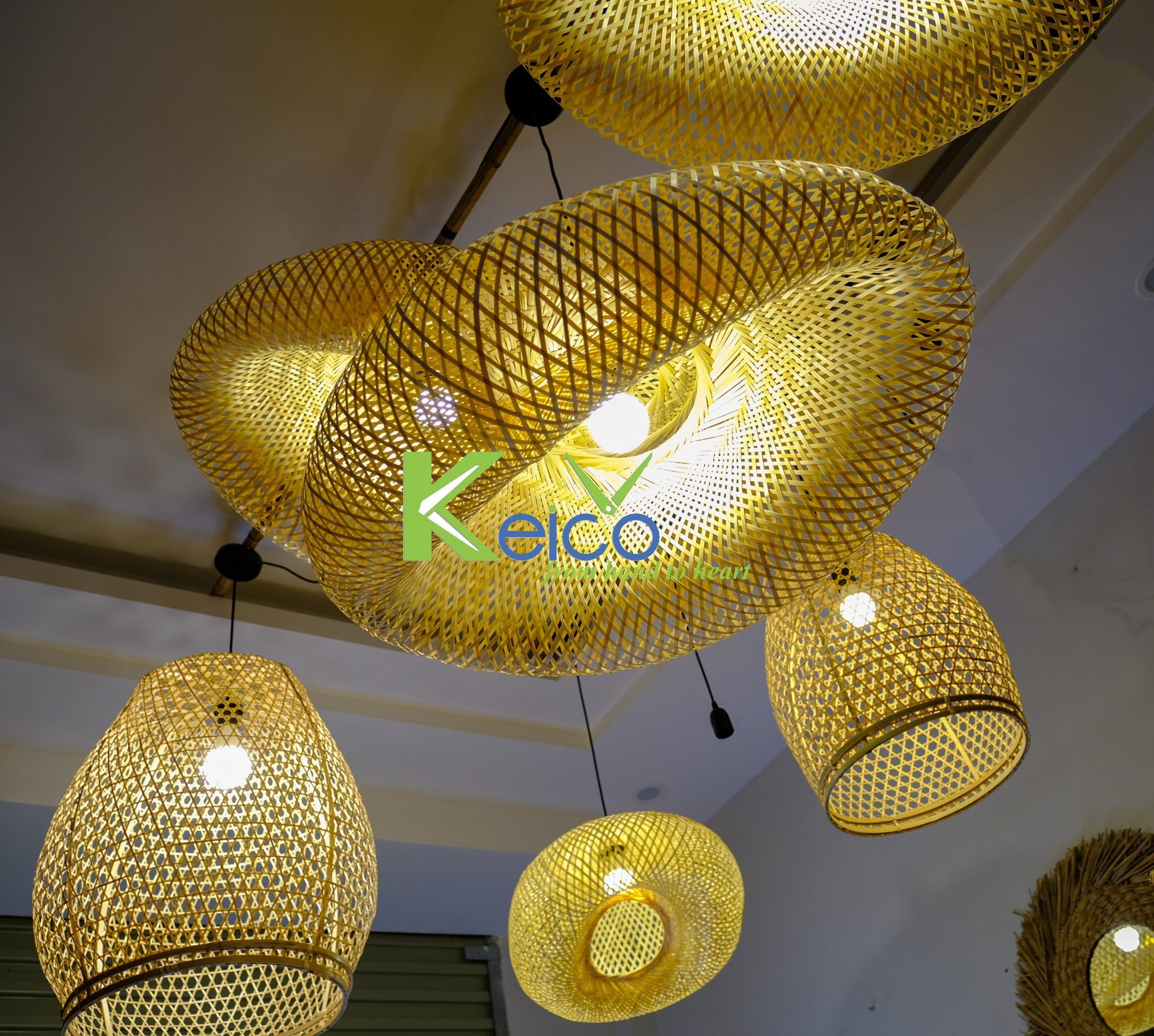 Vietnam eco friendly rattan lampshade handmade rattan lighting restaurant hotel lamp nordic modern kitchen island pendant light