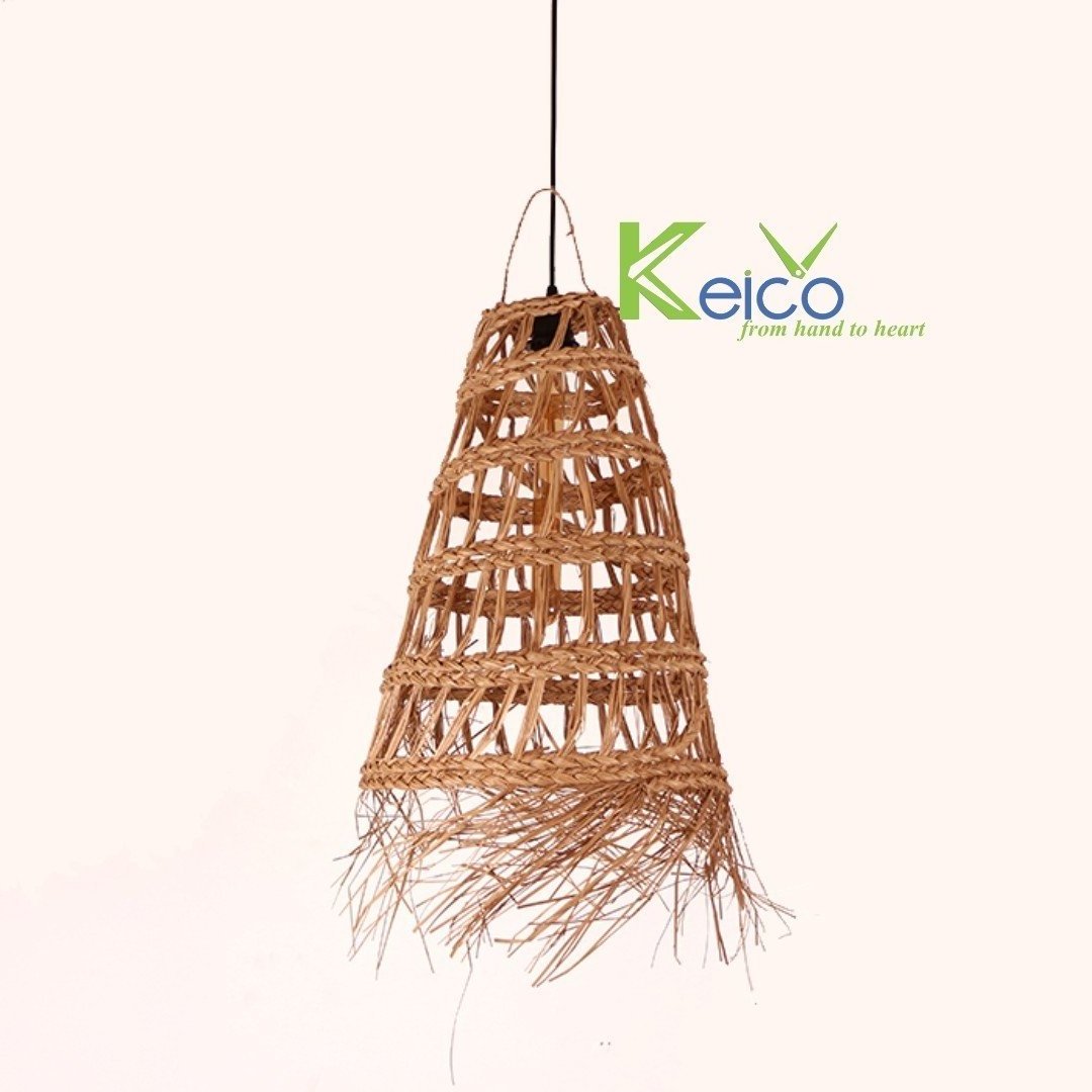 Vintage style seagrass wicker lampshade straw hat shape natural raffia sea grass shade cover for pendant lamps