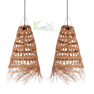 Vintage style seagrass wicker lampshade straw hat shape natural raffia sea grass shade cover for pendant lamps