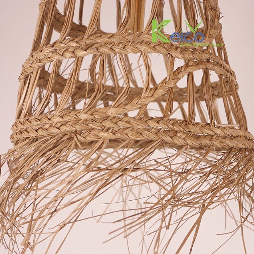 Vintage style seagrass wicker lampshade straw hat shape natural raffia sea grass shade cover for pendant lamps