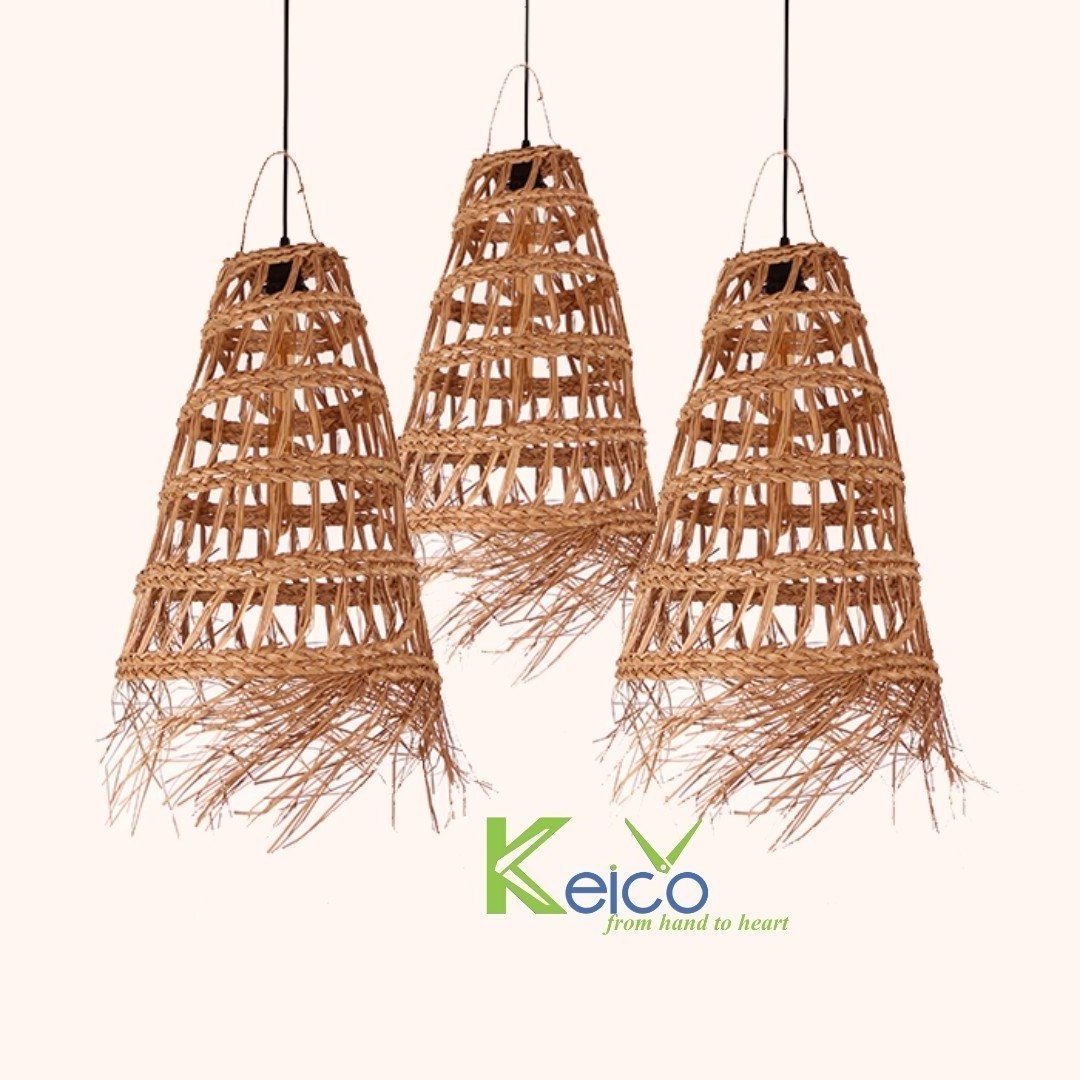 Vintage style seagrass wicker lampshade straw hat shape natural raffia sea grass shade cover for pendant lamps