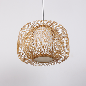 Bamboo lampshade Selling Boho Styles Living Room Hanging Lampshade Bamboo Pendant Light Covers Handwoven Bamboo Lamps Shade hot