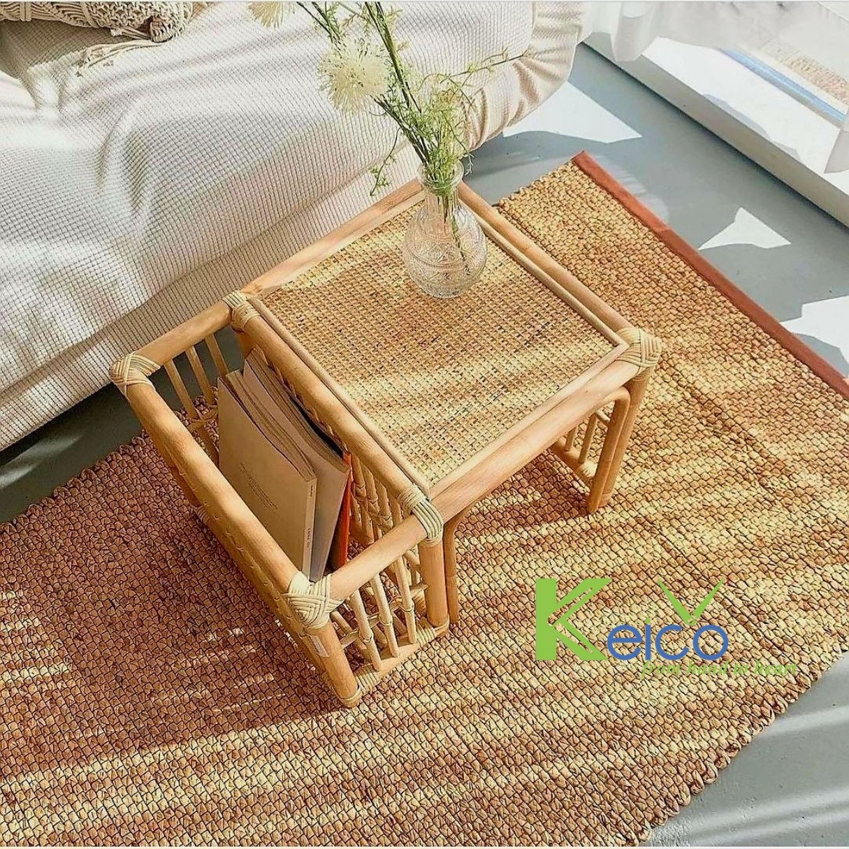 Best Sellers 2024 Boho Rattan Sidetable and Shelf for Living Room Bedroom Home Decoration Hotel Decoration Made in Vietnam