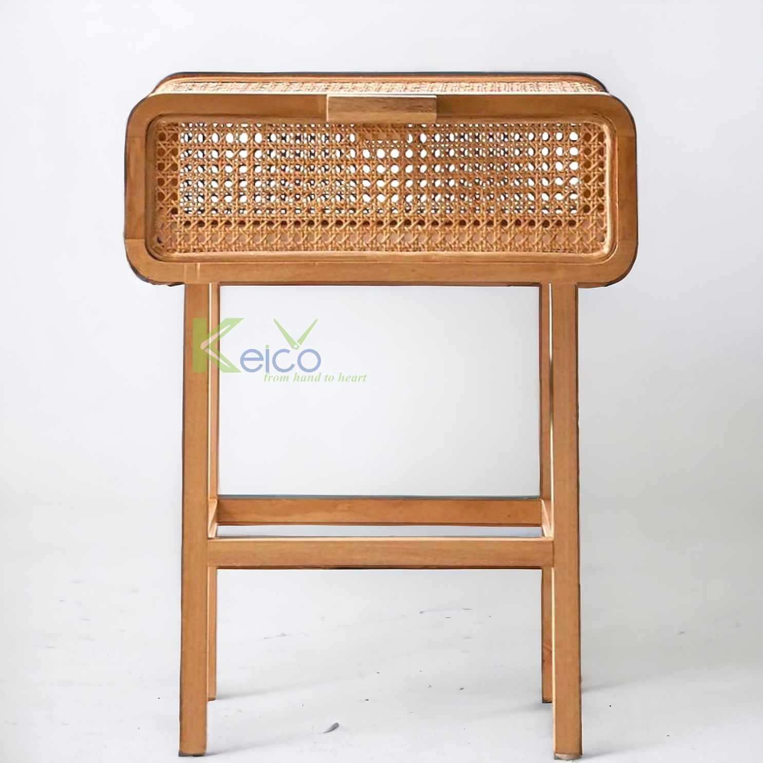 New Collection Hot Wholesale Design 2024 Wood with Rattan Webbing Nightstand, Bedside Table With Open Shelf  Made in Vietnam