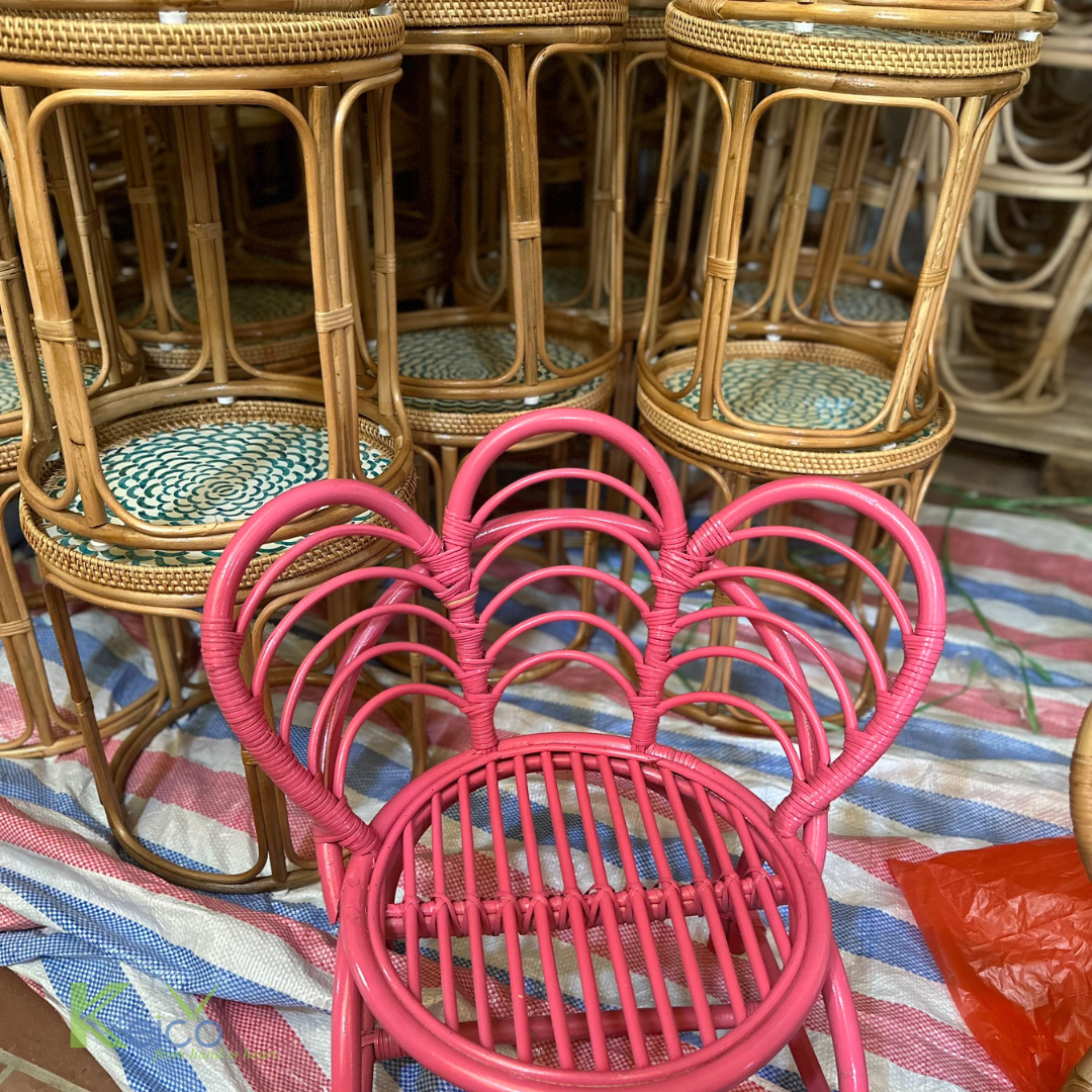 Summer 2024 pink rattan chair decoration new rattan chair new decorative chair produce environmentally furniture for kids