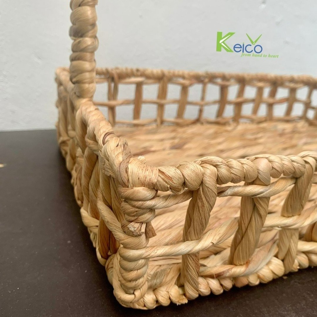 Modern Design Natural Eco-Friendly Rattan Storage Basket Water Hyacinth Wicker Built-In Handles New Folding Woven Boxed Item