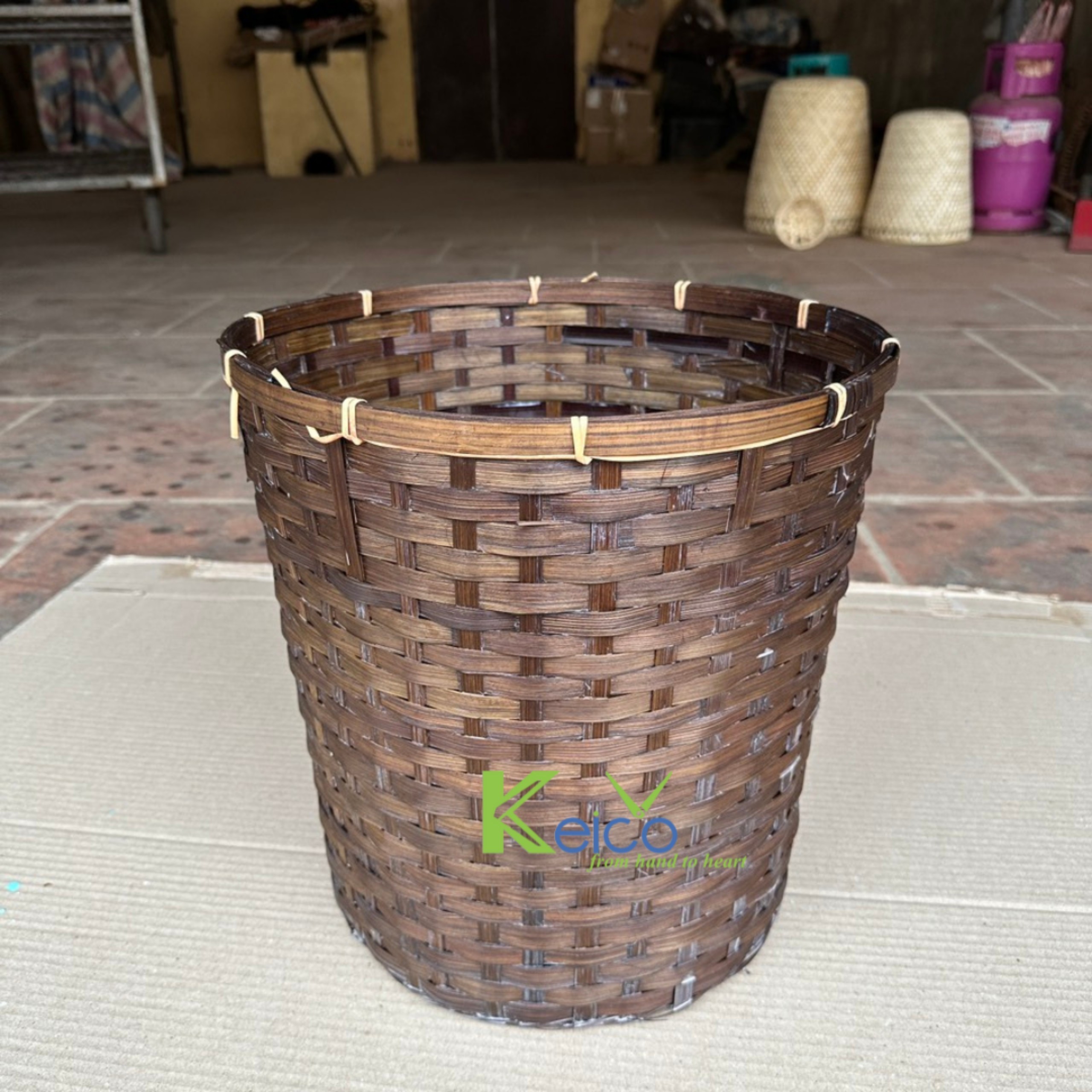 New products Easter 2023 Handmade Rattan Bins Large  Rattan Straw Basket Storage For Shelf Storage Containers From Keico VietNam