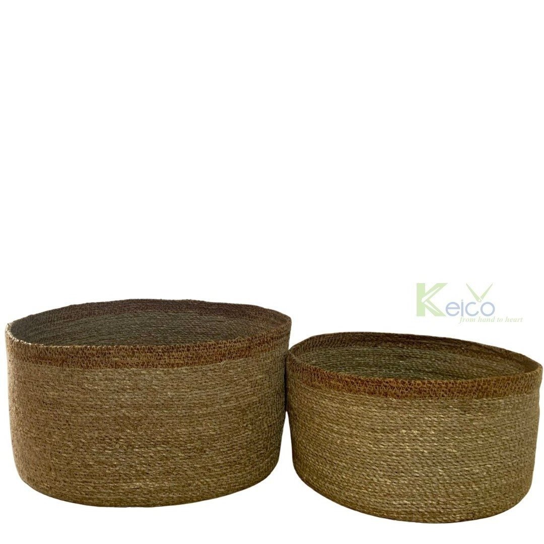 Vietnam handmade woven baskets for home storage & organization women wooden handles shopper seagrass basket with factory price