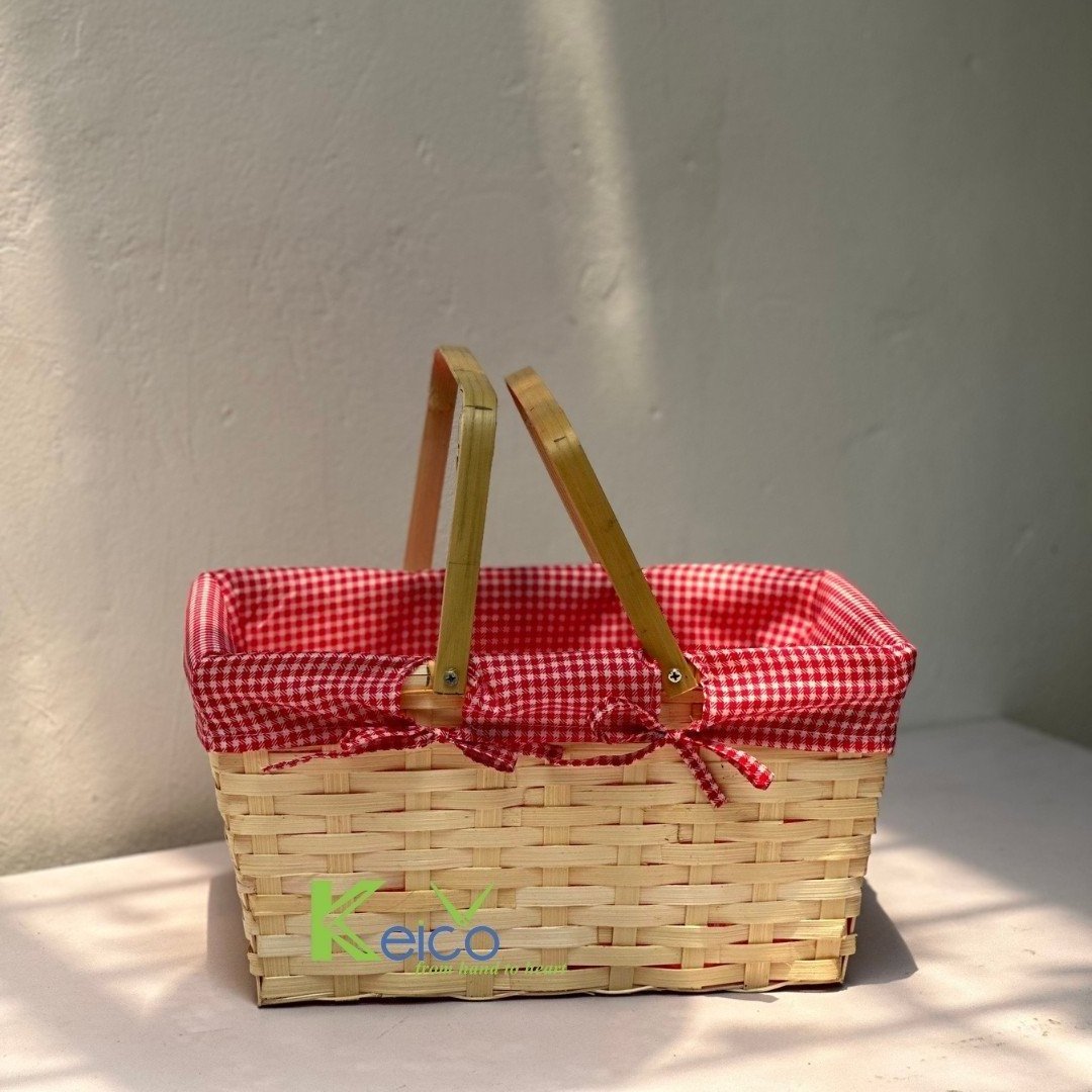 Best selling new products 2024 pink picnic basket rattan picnic basket with high quality and cheap price for wholesale