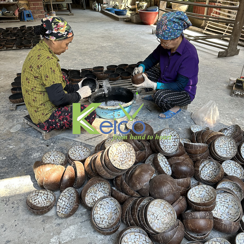 Natural Coconut shell bowl customized logo polished coconut shell bowl for kitcheneco-friendly sustainable made in Vietnam