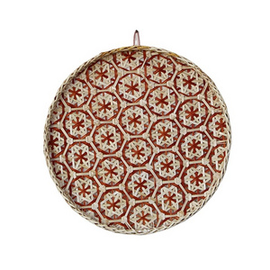 New Design 2022 Round Pink Brown Color Bamboo Basket wall Hanging Decoration for Living Room or Bedroom with high quality