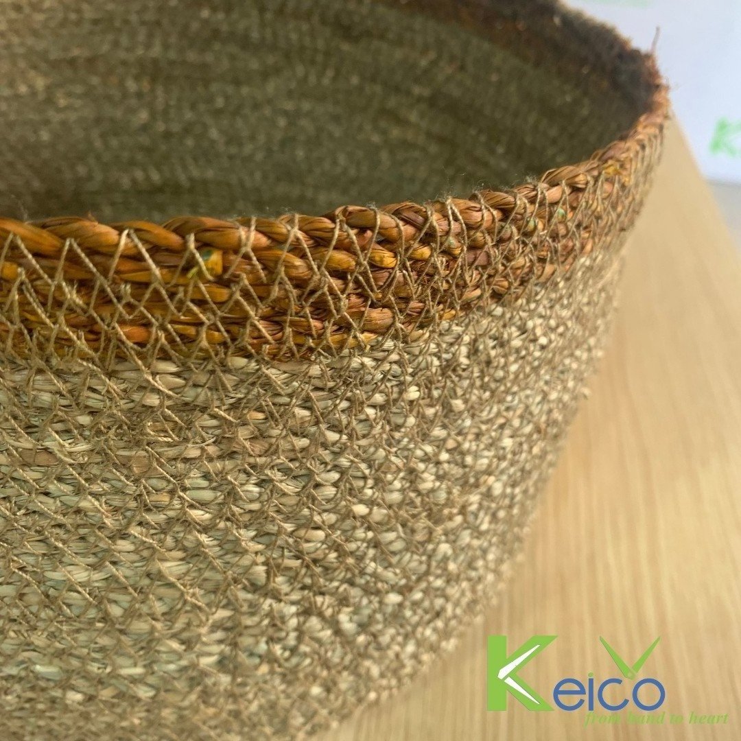 Vietnam handmade woven baskets for home storage & organization women wooden handles shopper seagrass basket with factory price