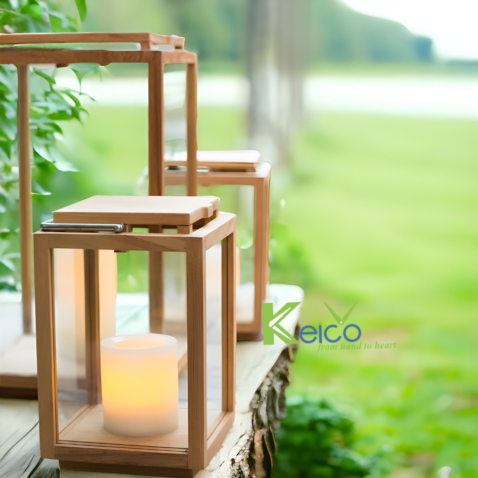 Keico New Outdoor Collection Wood Lantern For Lighting and Decoration Garden Pole Night Sublimation Lighting Outdoor Camping