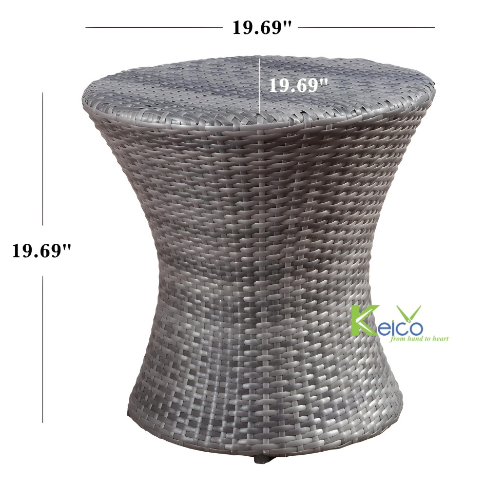 Keico New Outdoor Collection Patio Furniture Grey Plastic Rattan Side Table Minimalist Boho Side Table Eco-friendly Products