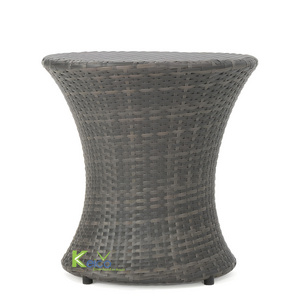 Keico New Outdoor Collection Patio Furniture Grey Plastic Rattan Side Table Minimalist Boho Side Table Eco-friendly Products