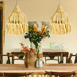 Top Home Decor Bohemian Jute Pendant Light For Indoor and Outdoor Decoration Jute Hanging Light Lampshade from Vietnam