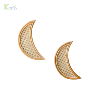 Best selling new modern design 2023 rattan wall hanging with natural color moon shape wall decor fro home decoration