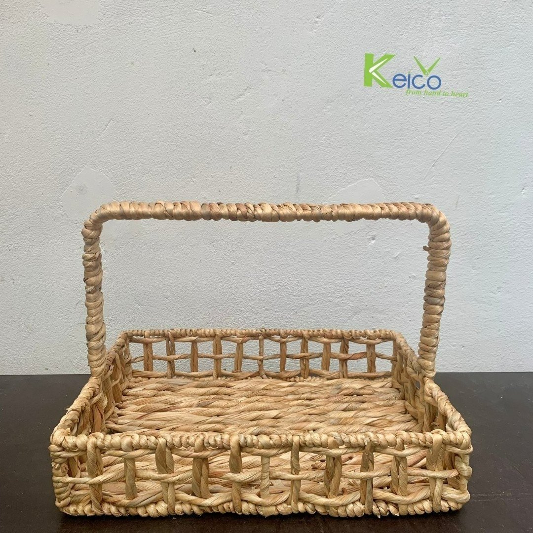 Modern Design Natural Eco-Friendly Rattan Storage Basket Water Hyacinth Wicker Built-In Handles New Folding Woven Boxed Item