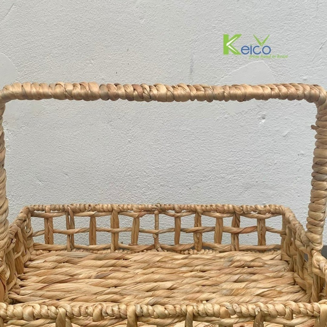 Modern Design Natural Eco-Friendly Rattan Storage Basket Water Hyacinth Wicker Built-In Handles New Folding Woven Boxed Item