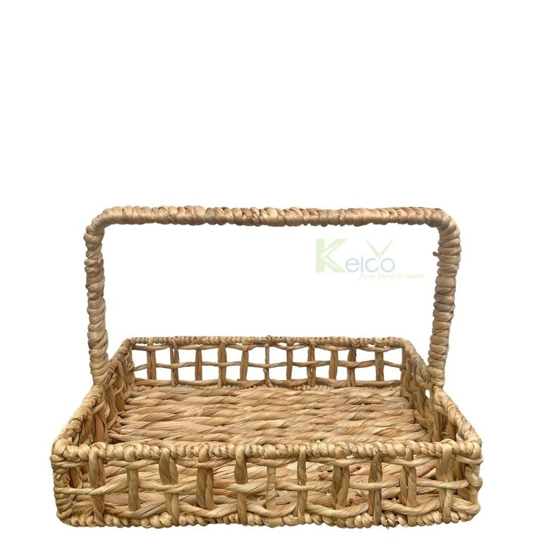 Modern Design Natural Eco-Friendly Rattan Storage Basket Water Hyacinth Wicker Built-In Handles New Folding Woven Boxed Item