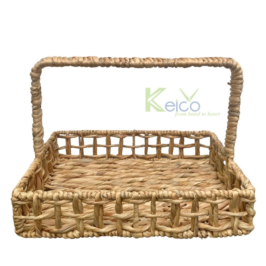 Modern Design Natural Eco-Friendly Rattan Storage Basket Water Hyacinth Wicker Built-In Handles New Folding Woven Boxed Item