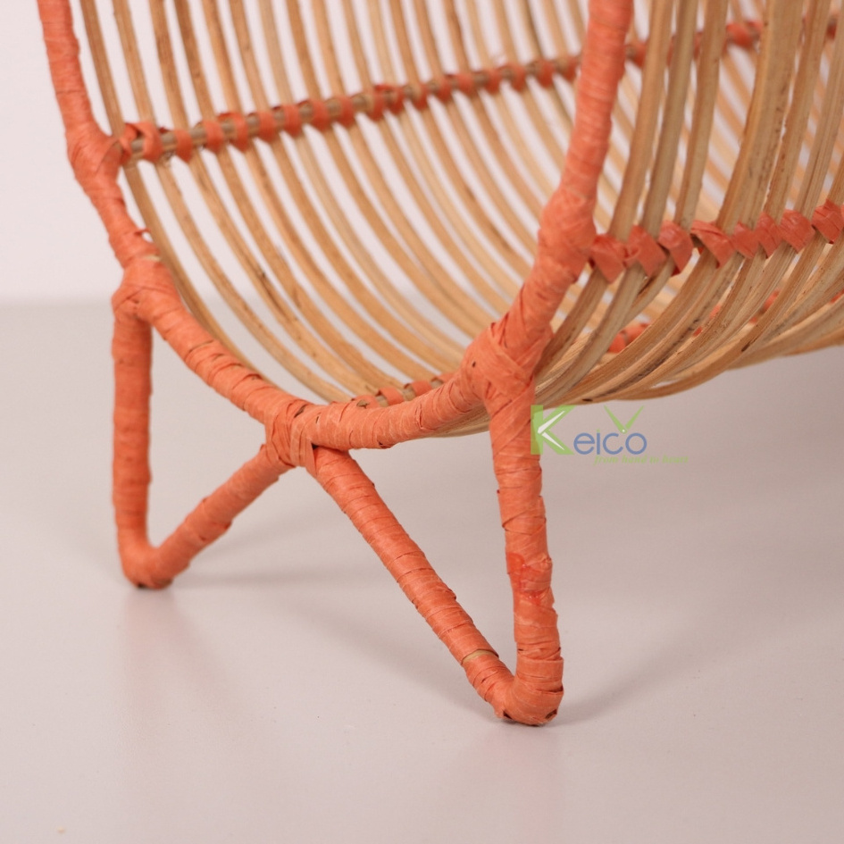 New items Handmade Bookshelf Customize Color Line and Natural Body Rattan Magazine Rack Holder Book Shelf For Decoration