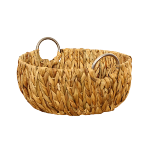 Water Hyacinth Storage Baskets round large Wicker woven Basket with Built-in Handle made in Vietnam