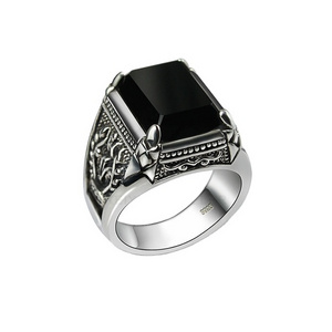 Keiyue  Wholesale silver 8925 ring black stone ring for men customized materials available