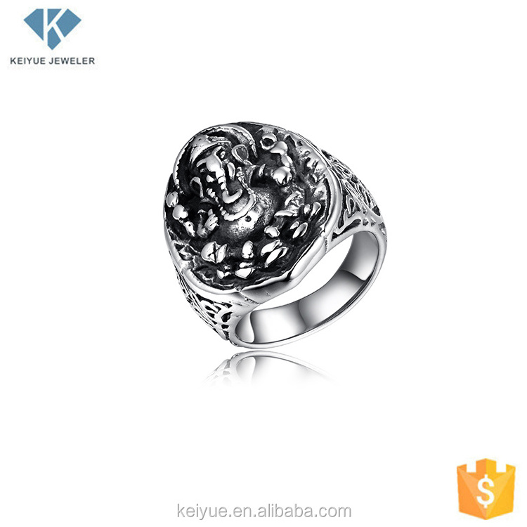 Keiyue thailand wholesale handmade 925 thai silver men's ring jewelry handsome engraved ring