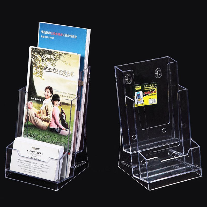 Kejea high clear acrylic trade shows document display holder with business card holder