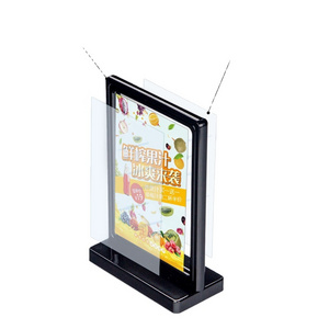 Card Holder Plastic 2-sided PVC Desktop 3 Colors Restaurant Menu Stand T-shaped Countertop Display Stand for Wedding or QR Code