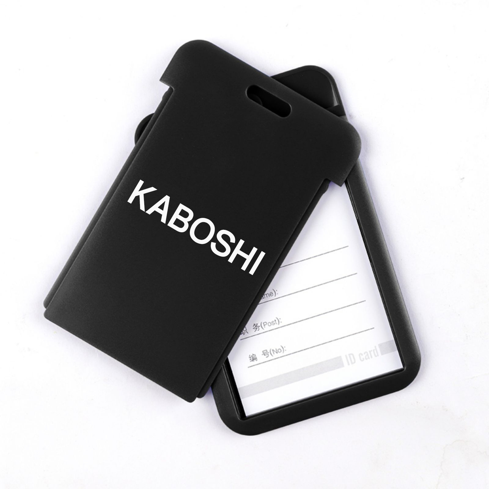 Sliding Name Badge Holders Black Plastic Vertical ID Card Holder Hard ID Card Case Protector for Office, School, Conference