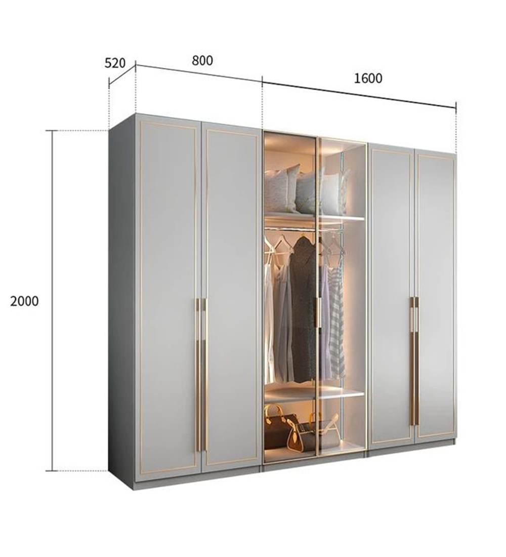 Custom Open Design Portable Armoire Wardrobe Bedroom Furniture Closet Cabinet Glass Door Wood Veneer Wardrobes