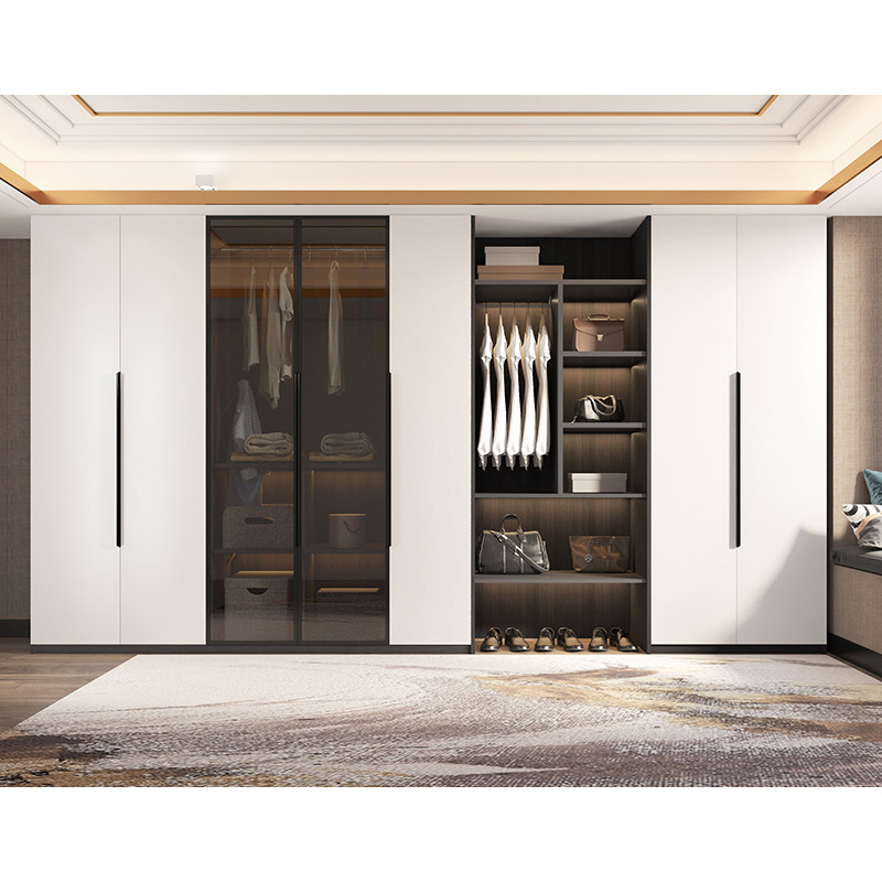 Kejahome Factory Cheap Customized Luxury Glass Wooden Bedroom Design Corner Set 3 Door Sliding Closet Cabinet Wardrobes