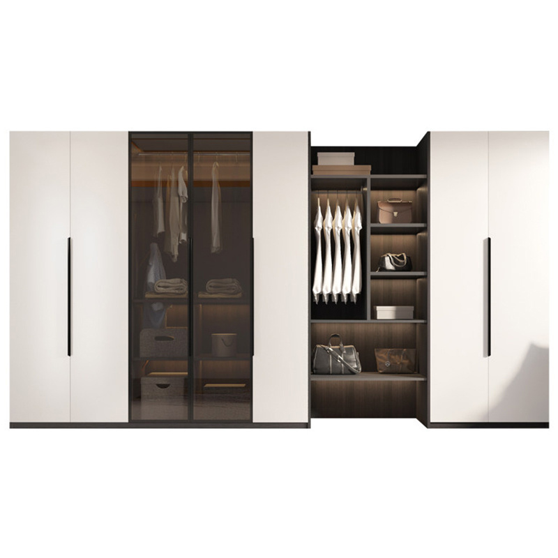 Kejahome Factory Cheap Customized Luxury Glass Wooden Bedroom Design Corner Set 3 Door Sliding Closet Cabinet Wardrobes