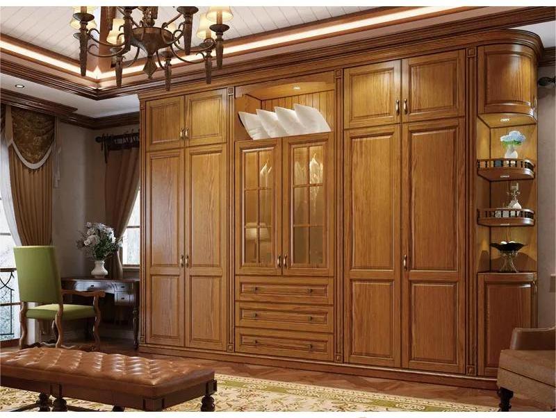 Custom Solid Wood Wardrobe Bedroom Furniture Wooden Four-Door Combination Cloest Wardrobe With Drawer