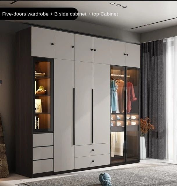 Kejia Custom Simple Wooden Wardrobe Bedroom Furniture Luxury Glass Door Storage Armoire Kid Wardrobes Bedroom Closets