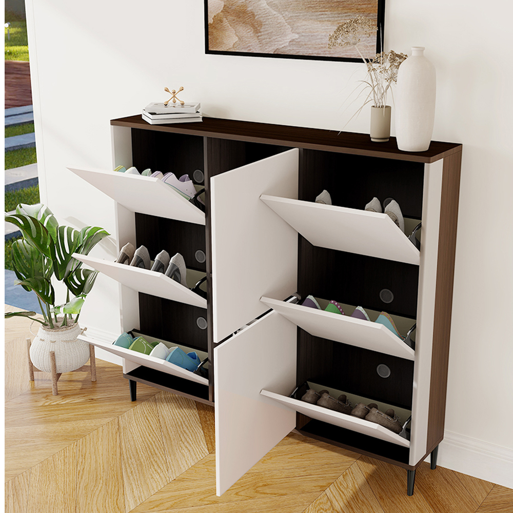 Kejia Modern Wooden Home Shoe Cabinet Rack For Home Living Room White Slim Shoe Storage Cabinets