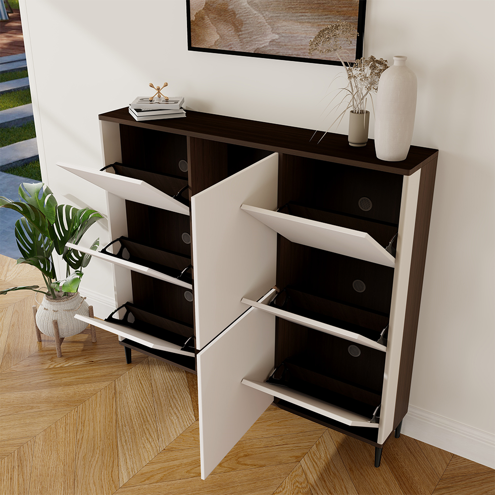 Kejia Modern Wooden Home Shoe Cabinet Rack For Home Living Room White Slim Shoe Storage Cabinets