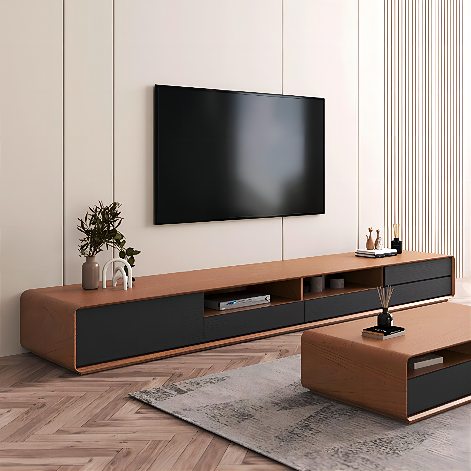 Kejia Fashion Modern Wooden Living Room Furniture TV Stand Luxury MDF TV Stand And Coffee Table Set